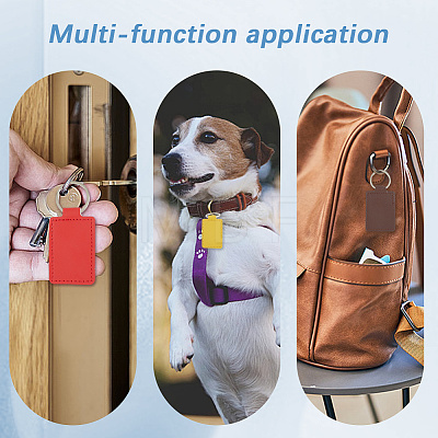 CutHollow 12Pcs 12 Colors Rectangle Imitation Leather Pendant Keychain KEYC-CL0001-12-1