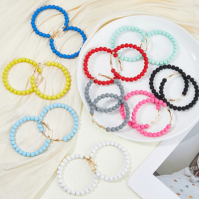 9 Pairs 9 Colors Acrylic Hoop Earrings EJEW-DC0001-52-1