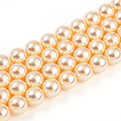 UV Plating Pearlized Glass Pearl Beads Strands GLAA-F128-01B-T6-1