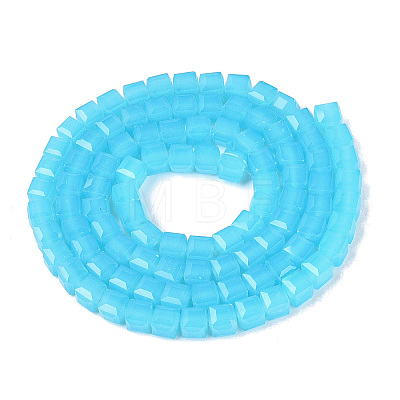 Imitation Jade Glass Beads Strands GLAA-R041-8x8mm-B05-1