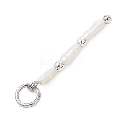Natural Baroque Keshi Pearl & Electroplate Synthetic Non-magnetic Hematite Beaded Pendants PALLOY-JF05012-02-1