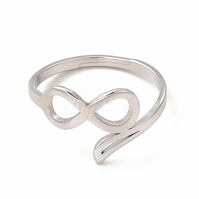 304 Stainless Steel Hollow Out Infinity Finger Ring for Women RJEW-B027-14P-1