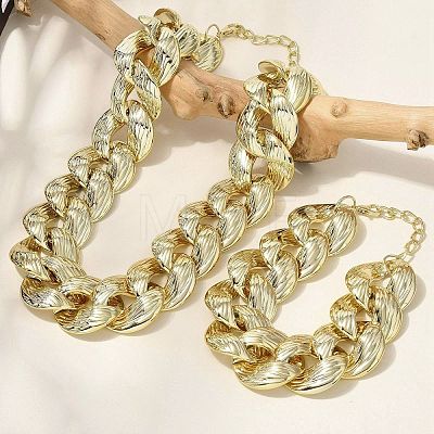 Electroplated CCB Curb Chain Necklace & Bracelets Set SJEW-G084-01G-1