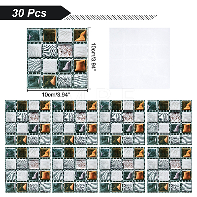 Square PVC 3D Self Adhesive Mosaic Pattern Stickers DIY-WH0260-84B-1