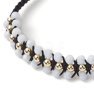 Adjustable Faceted Glass Nylon Cord Braided Bead Bracelets for Women Men BJEW-JB10369-1