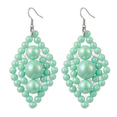 Woven Opaque Acrylic Dangle Earrings EJEW-JE05755-1