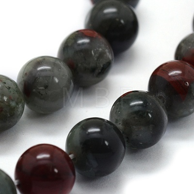 Natural African Bloodstone Beads Strands X-G-G763-08-10mm-1