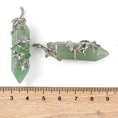 Natural Green Aventurine Double Terminal Pointed Pendants G-C144-03P-10-1