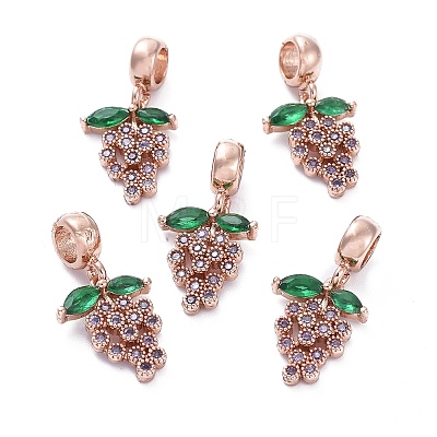 Brass Micro Pave Cubic Zirconia European Dangle Charms X-ZIRC-F074-05RG-1