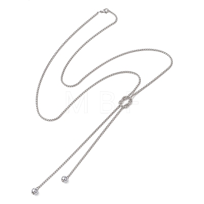 304 Stainless Steel Box Chain Lariat Necklaces NJEW-JN05886-1