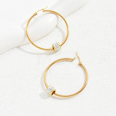 Elegant Geometric Stainless Steel Earrings with 18K Gold Plating for Women HR2643-1