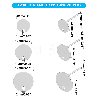 304 Stainless Steel Stud Earring Findings STAS-UN0019-05P-1
