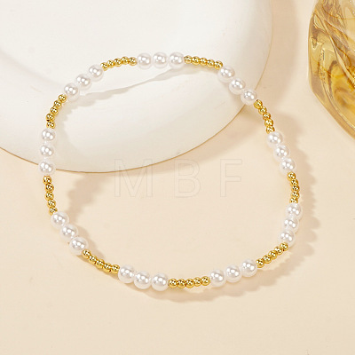 Fashionable Brass & Imitation Pearl Stretch Bracelets MT0601-1