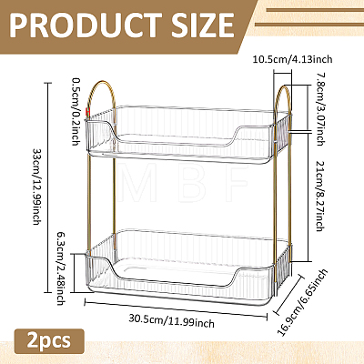2Pcs Two Layers Plastic Bathroom Wall Storage Rack AJEW-WA0003-69-1