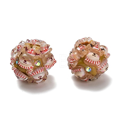 Christmas Theme Polymer Clay Rhinestone Beads with Resin RESI-Z045-01E-1