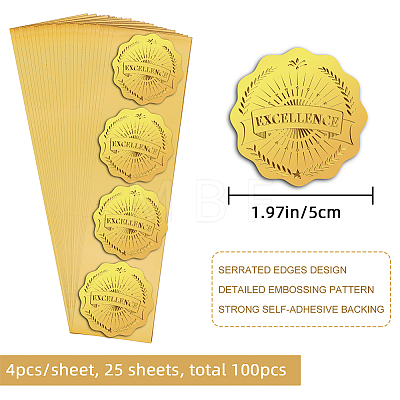 Self Adhesive Gold Foil Embossed Stickers DIY-WH0211-401-1