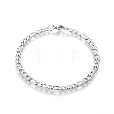 304 Stainless Steel Figaro Chain Bracelets BJEW-E369-06P-1