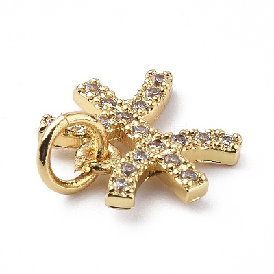 Brass Micro Pave Cubic Zirconia Charms X-ZIRC-F131-16G-12-1