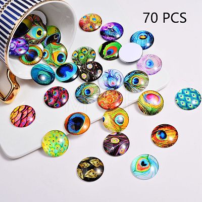 70Pcs Flatback Glass Cabochons for DIY Projects sgGGLA-SZ0001-33C-1