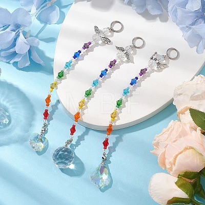 Angel Glass & Alloy Pendant Decorations HJEW-JM02092-1