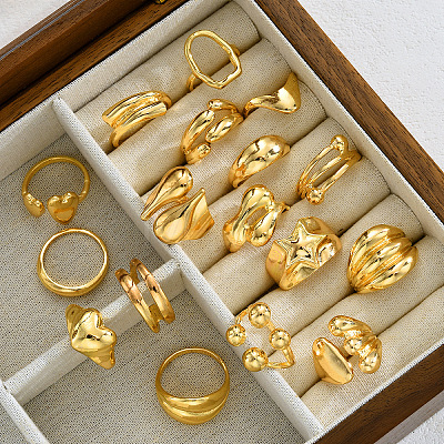 Alloy Mixed Shapes Cuff Open Rings Sets for Women WG69060-01-1
