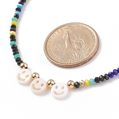 Shell & Glass Beaded Necklace for Women NJEW-JN03910-1