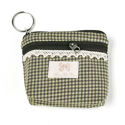 Plaid Pattern Cotton Cloth Wallets AJEW-N003-10-1