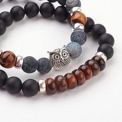 Gemstone Stretch Bracelets BJEW-JB03016-01-1