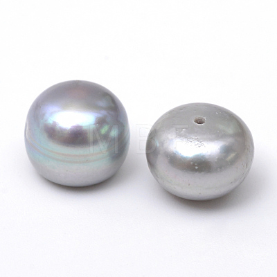 Flat Round Natural Cultured Freshwater Pearl Beads X-PEAR-R015-48-1
