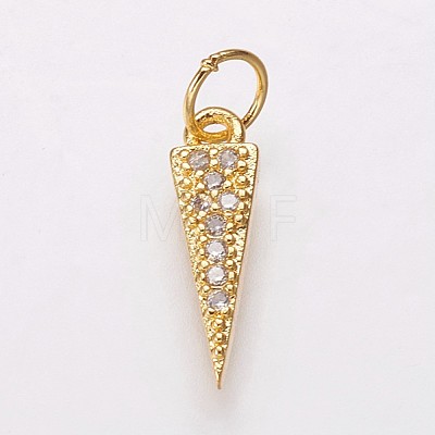 Brass Micro Pave Cubic Zirconia Charms X-KK-P134-16G-1