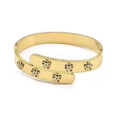304 Stainless Steel Pave Colorful Rhinestone Hollow Out Hinged Bangles for Women BJEW-D044-06B-02G-1