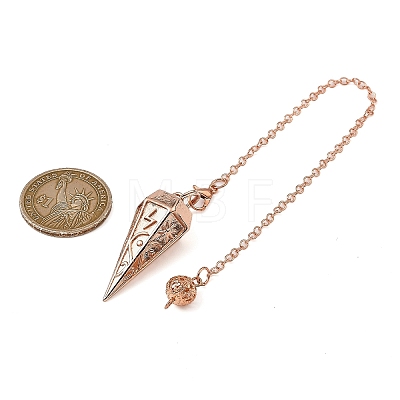 Rack Plating Brass Cone Dowsing Pendulum Pendants AJEW-G064-01RG-1