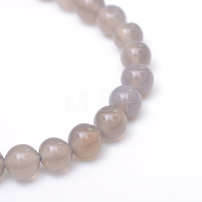 Round Natural Grey Agate Bead Strands X-G-R345-8mm-07-1