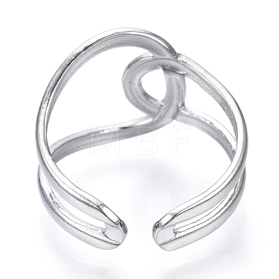 304 Stainless Steel Knot Open Cuff Ring RJEW-N040-06-1