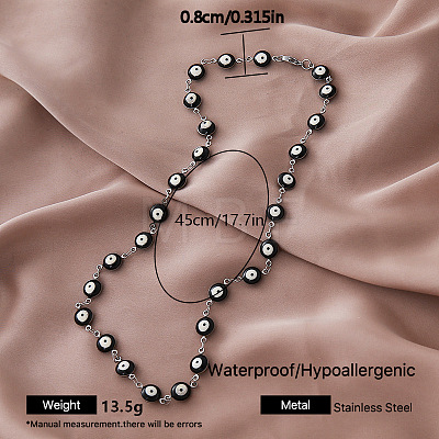 Vintage Style 304 Stainless Steel Enamel Evil Eye Link Chain Necklaces for Women VR8497-2-1