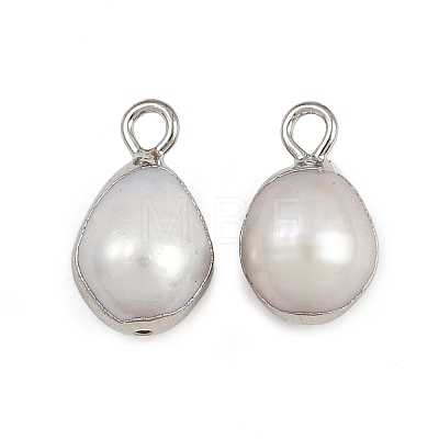 Natural Pearl Teardrop Charms KK-D423-04P-1