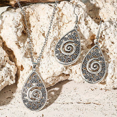 Bohemian Teardrop Zinc Alloy Enamel Pendant Necklaces & Dangle Earrings Sets WGB4181-03-1