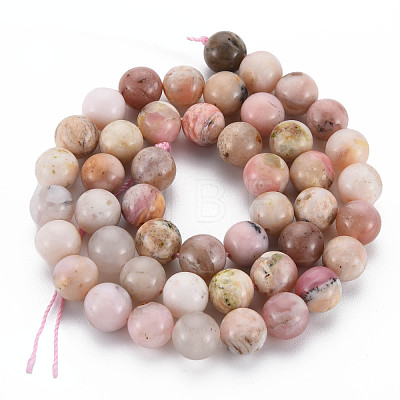 Natural Pink Opal Beads Strands G-R446-8mm-09-1