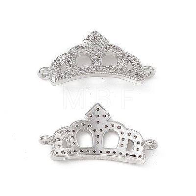 Brass Micro Pave Clear Cubic Zirconia Connetor Charms KK-E068-VB046-1