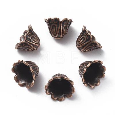 Tibetan Style Alloy Bead Caps TIBEB-EA9700YKG-R-LF-1