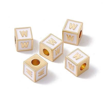 Rack Plating Brass Enamel Beads KK-B060-04G-04W-1