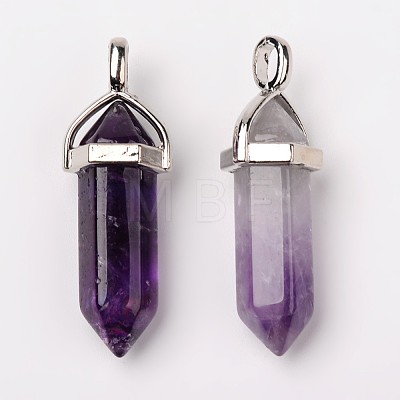 Natural Amethyst Double Terminated Pointed Pendants X-G-F295-05C-1
