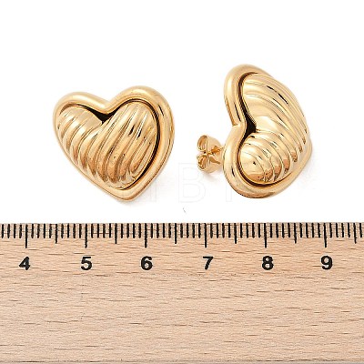 304 Stainless Steel Two Tone Heart Stud Earrings EJEW-M073-09G-1