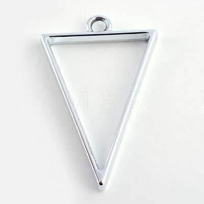 Rack Plating Alloy Triangle Open Back Bezel Pendants PALLOY-S047-09D-FF-1