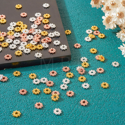 Craftdady 300Pcs 3 Colors Alloy Daisy Spacer Beads PALLOY-CD0001-11-1