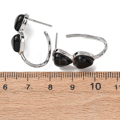 Valentine's Day Heart Natural Obsidian Stud Earrings EJEW-T053-01P-10-1