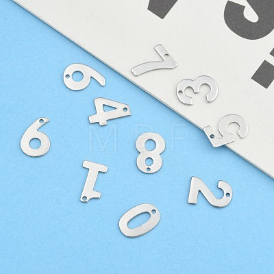 201 Stainless Steel Number Charms STAS-S035-M-1