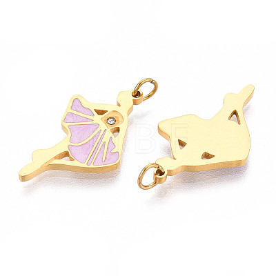 304 Stainless Steel Enamel Pendants STAS-N115-01D-G-1