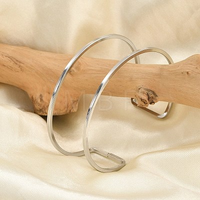 Non-Tarnish 304 Stainless Steel Hollow Open Cuff Bangles for Women BJEW-S155-04P-1