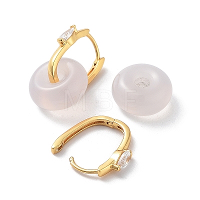 Donut Natural Agate Hoop Earrings for Women EJEW-E303-25G-02-1